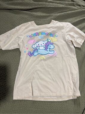 Sanrio Cinnamoroll Pastel Graphic Tee in Cream and Pastel Blue